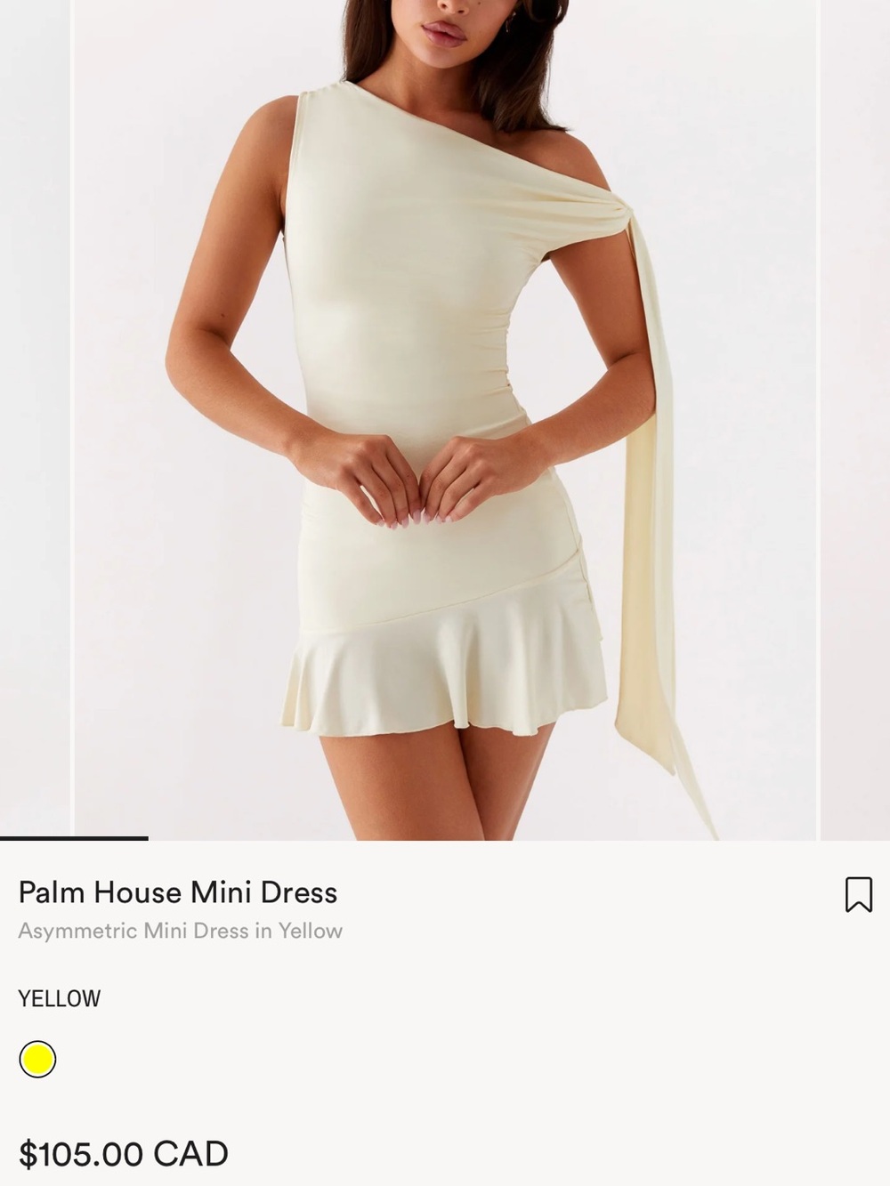 Peppermayo Asymmetric One-Shoulder Mini Dress in Yellow
